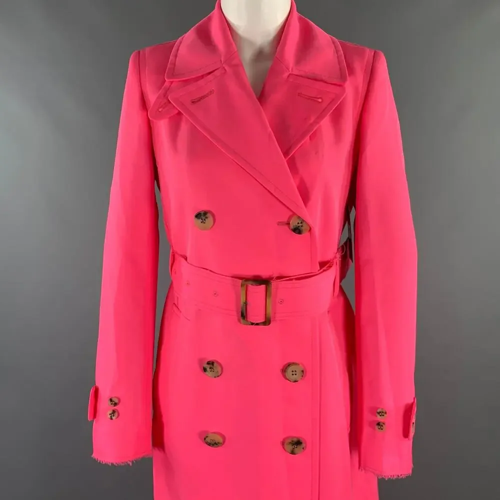 GOLDEN GOOSE Size S Pink Polyester Trench Coat - Picture 5 of 11